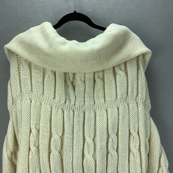 Aran Crafts Sweater Womens One Size Plus Shrug Merino Wool Ireland One Button - Picture 7 of 11